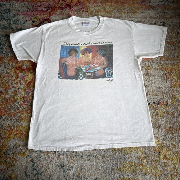 Hanes Other - Vintage 90s They Couldn't Decide What to Wear Graphic T Shirt Mens L White Hanes